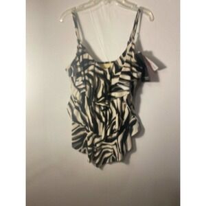 MAGICSUIT By Miraclesuit Swimsuit Tankini Top Sz 8 Black Safari Rita NWT Swim